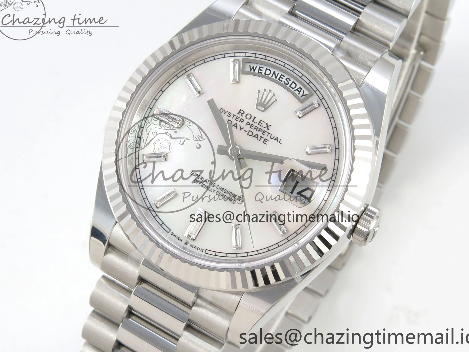 THBF President V3 Weight) Date (Gain SS Best 40 Edition MOP Day Bracelet Crystal Dial White on 1:1 VR3255 228236 0303